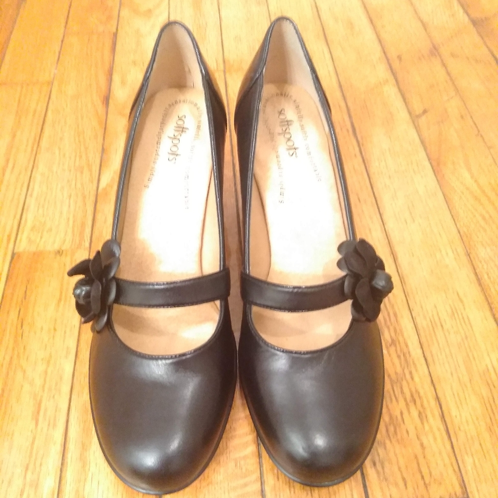 PRELOVED SOFTSPOTS BLACK LEATHER MARY JANE PUMPS